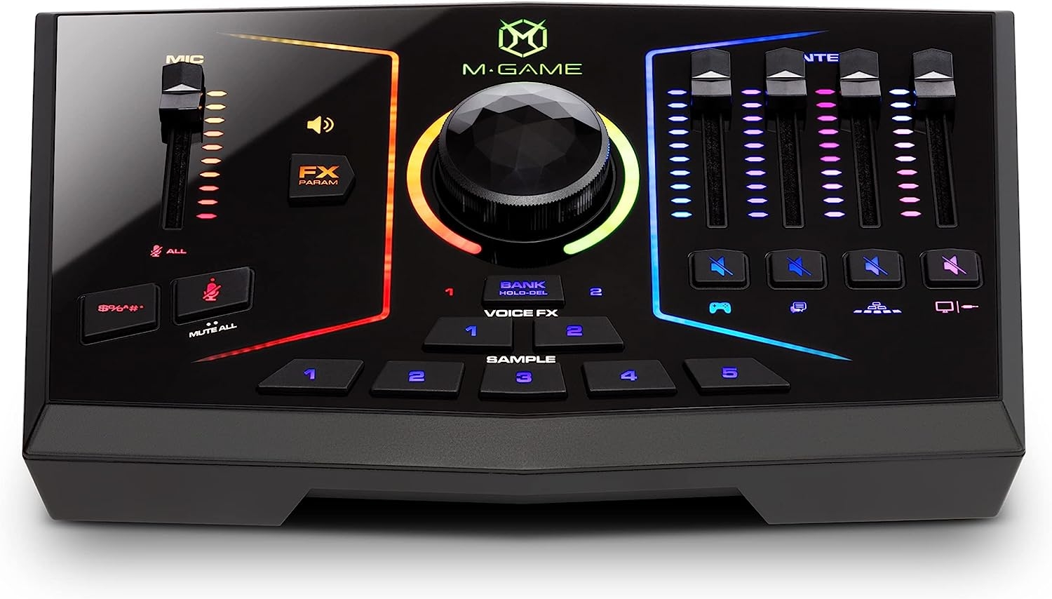 M-Game Solo USB Audio Interface Mixer for Streaming and Gaming with XLR Microphone in, Optical in, Voice FX, Sampler, Lights and - Image 9