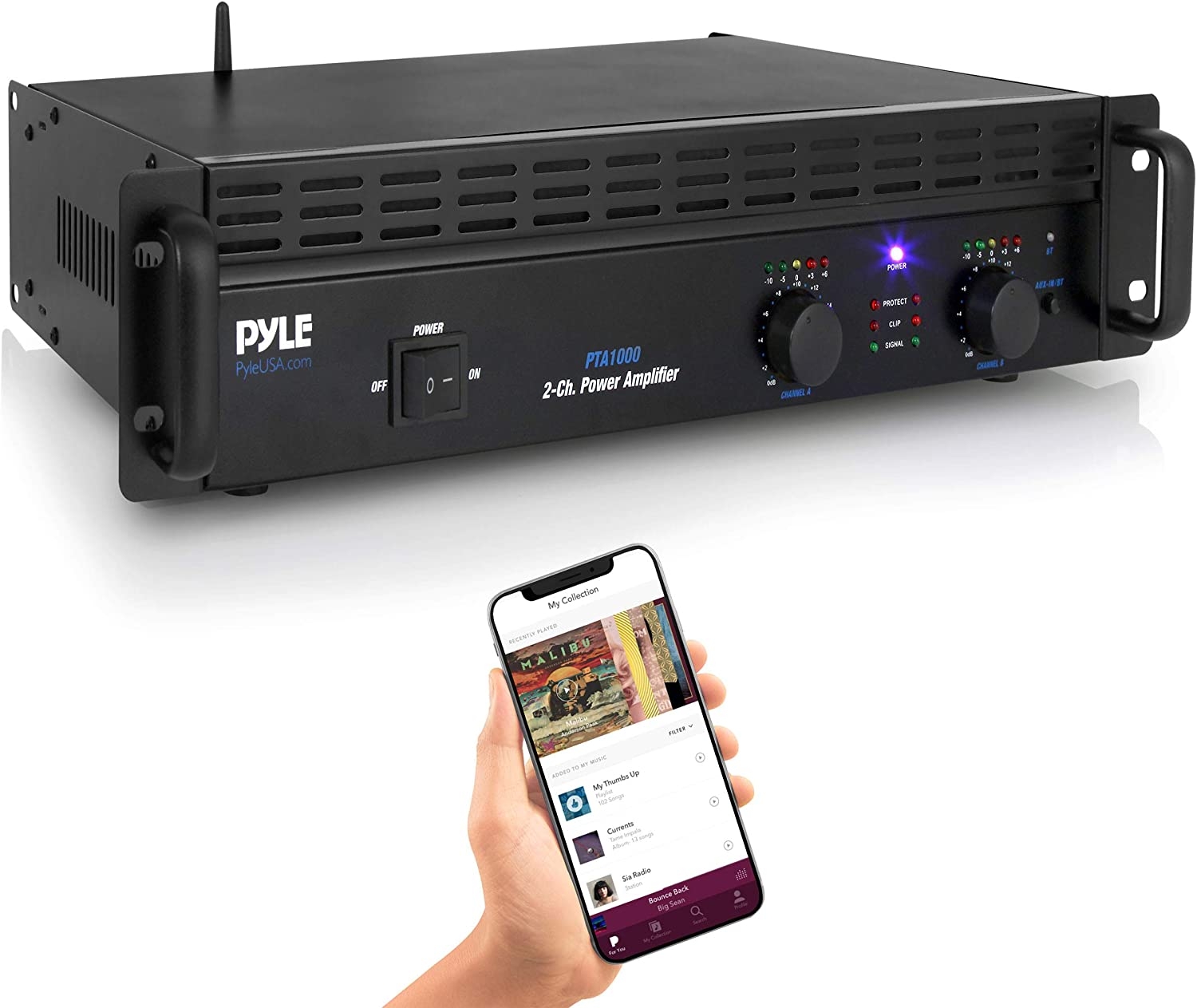 Professional Audio Bluetooth Power Amplifier - 2-Channel Rack Mount Bridgeable, LED Indicators, Shockproof Binding Posts,