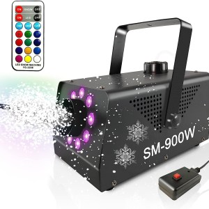 IMONE Snow Machine with Lights 900W Fake Snowflake Machine Indoor 9 LED 15 Color Lights Effect with Wireless Remote Control Snow