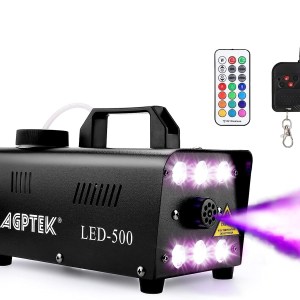 Fog Machine, AGPTEK Automatic Spray Smoke Machine with 6 LED Lights and Colorful LED Light Effect, Great for Halloween,