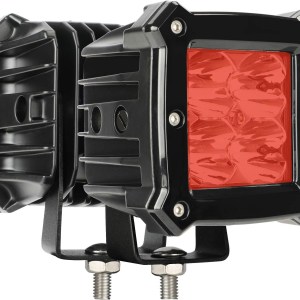 Red Led Pods Light Bar – 3.4 Inch 40W Square Work Hunting Fishing Driving 12V/24V Fog Cube Light Waterproof Spot Beam for
