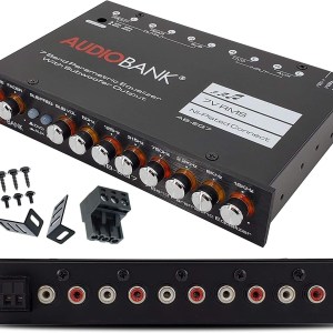 Audiobank EQ7 1/2 Din 7 Band Car Audio Equalizer EQ with Front, Rear/Frequency Adjustable /3 Stereo RCA Input for Portable