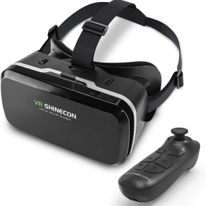 DLseego VR Headset Compatible with iPhone & Android Phone, Remote Controller 3D Glasses Goggles HD Virtual Reality Headset
