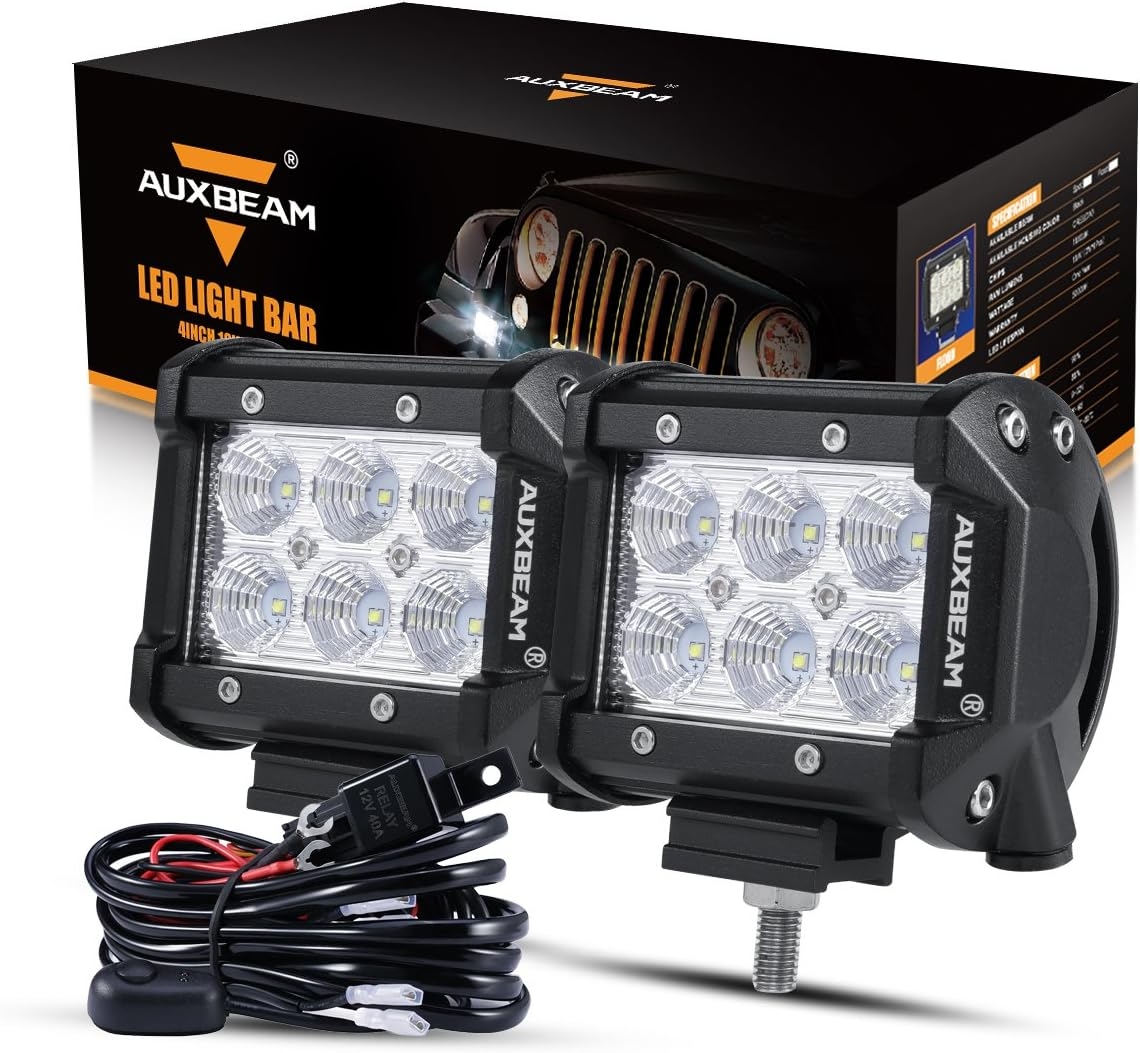 Auxbeam 4" LED Pods 18W LED Light Bar Flood Beam LED Off Road Driving Lights with Wiring Harness for SUV ATV UTV Trucks Pickup - Event-Technology Portal Auxbeam 4" LED Pods 18W LED Light Bar Flood Beam LED Off Road Driving Lights with Wiring Harness for SUV ATV UTV Trucks Pickup - Event-Technology Portal
