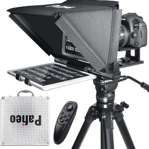 13inch Teleprompter Compatible with iPad Pro 12.9, Pafieo S12 Metal DSLR Teleprompter Beam Splitter 70/30 Glass with Remote