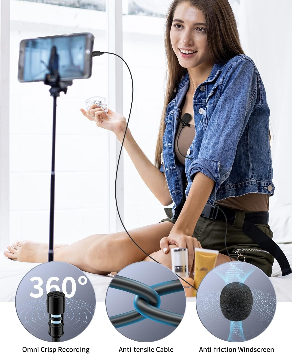 Microphone Professional for iPhone Lavalier Lapel Omnidirectional Condenser Mic Phone Audio Video Recording Easy Clip-on - Image 6