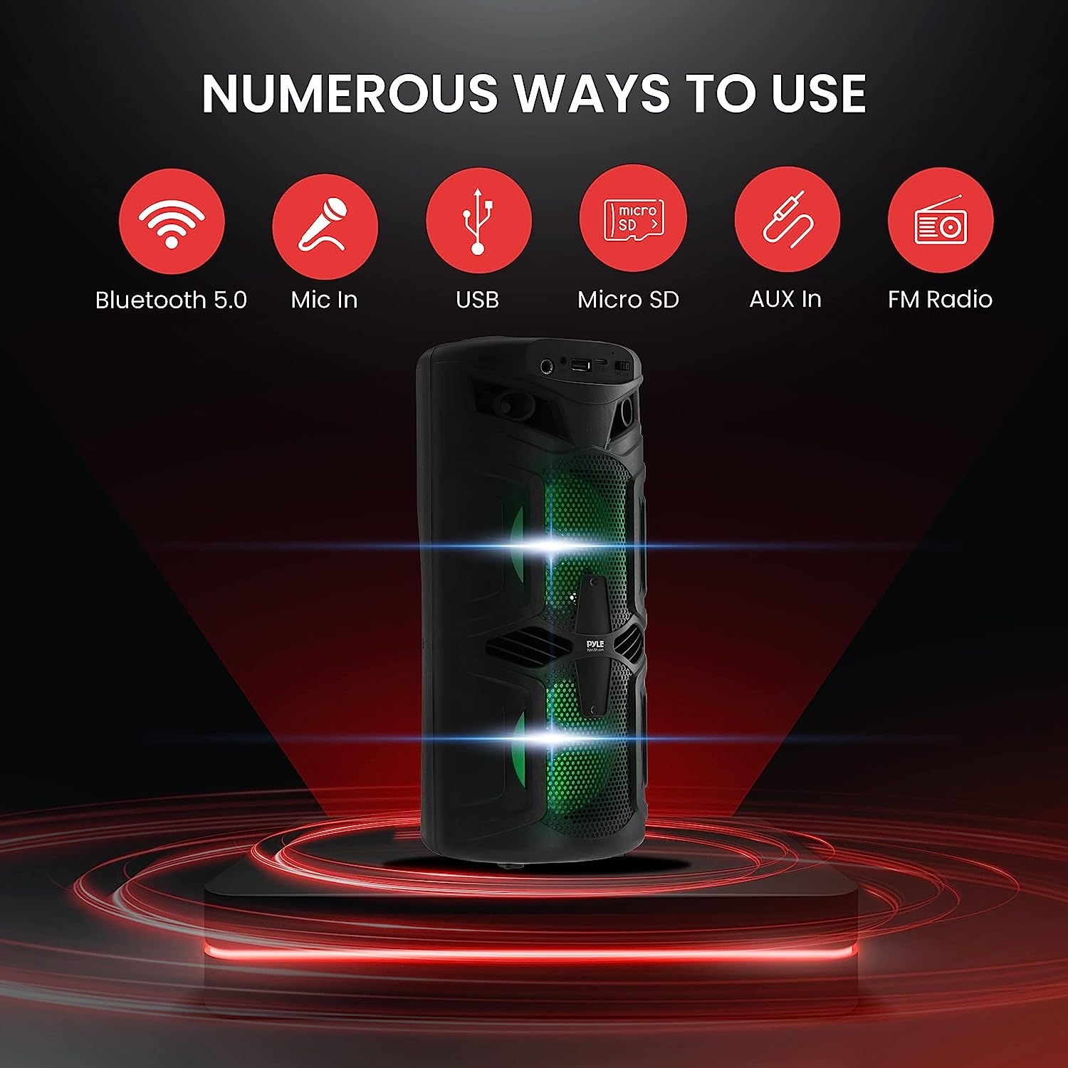 Portable Bluetooth PA Speaker - 240W Dual 8" Rechargeable Indoor/Outdoor BT Karaoke Audio System - TWS, Party Lights, LED - Image 10