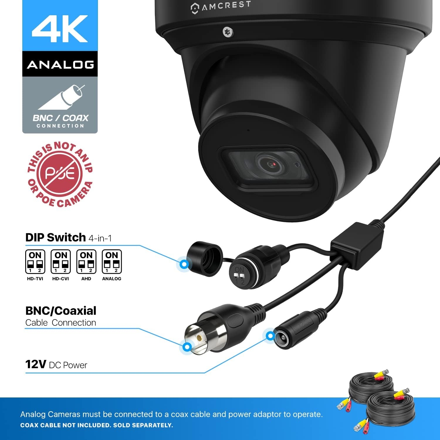 Amcrest ProHD 4K Dome Outdoor Security Camera, 4K (8-Megapixel), Analog Camera (Not PoE, WiFi, or IP Camera), IP67 Weatherproof - Image 2