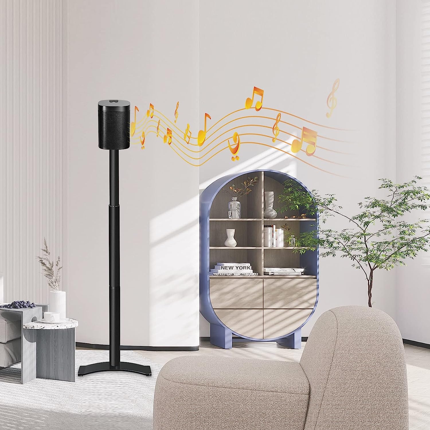 Mounting Dream Speaker Stands for SONOS ONE, ONE SL, Play:1, Height Adjustable Up to 48.3", Set of 2 Surround Sound Speaker - Image 8