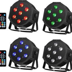4 Pack Stage Light, 70W 7LEDs RGBW Par Lights with Remote Control, Sound Activated Par Can Lights Compatible with DMX, Par