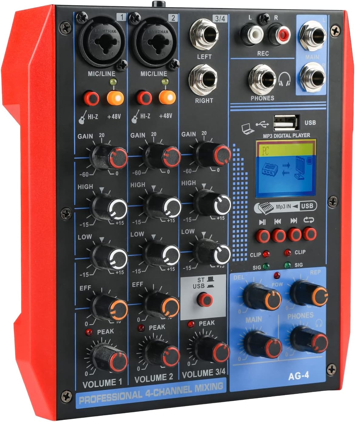 Dj Mixer Board 8 Channel Mixer Professional Digital Audio Mixer with Bluetooth, USB Sound Mixer with MP3 Playback, XLR