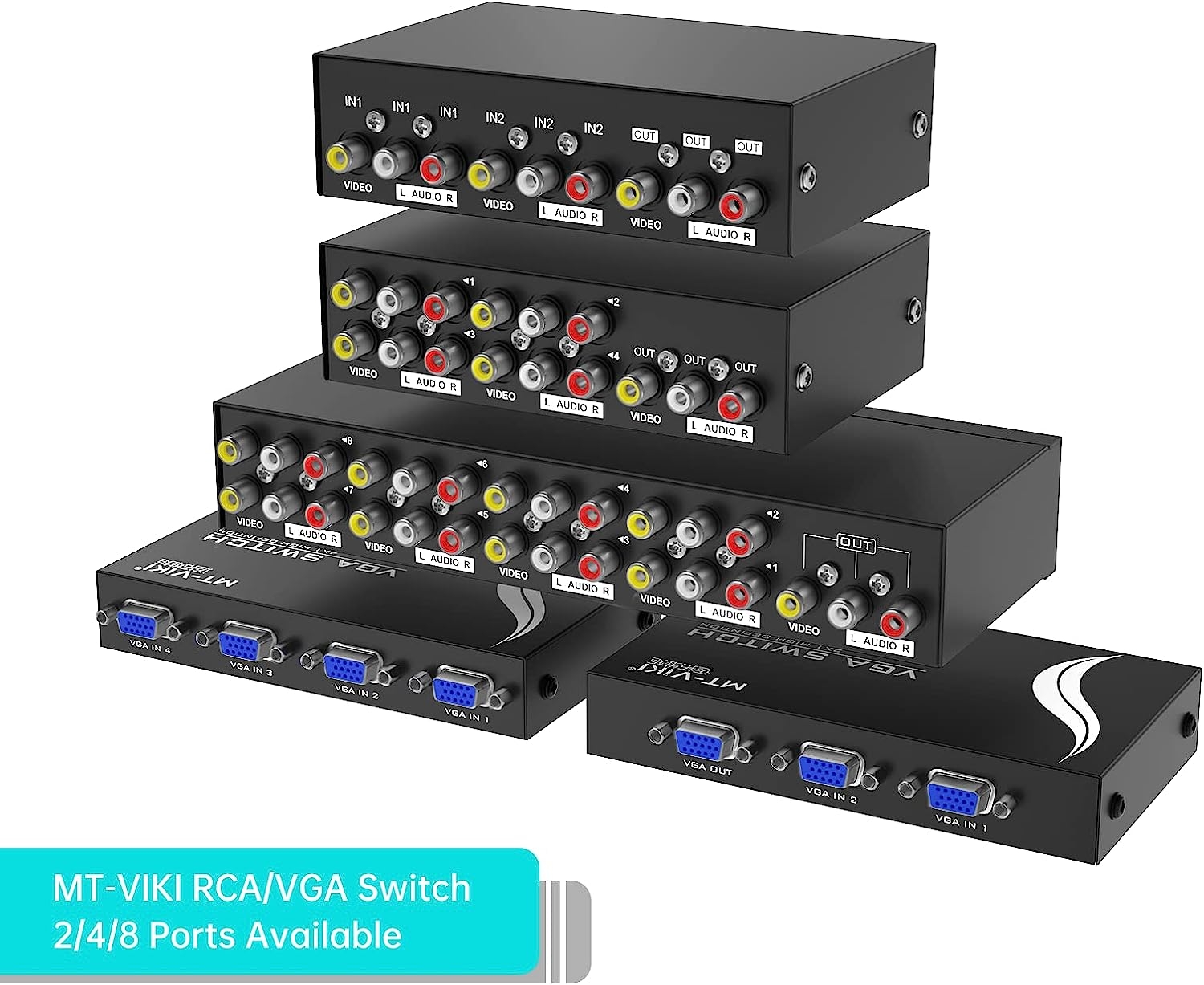 MT-ViKI 4 Way AV RCA Switch, 4 in 1 Out Composite Video L/R Audio Switcher Selector Box for DVD Player, SNES, N64, PS2/3 Game - Image 2