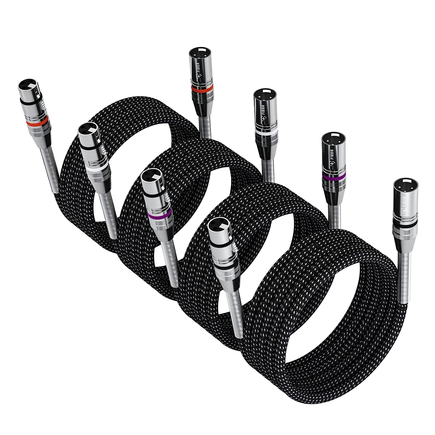 XLR Cable 15ft-6 Pack, FIBBR Microphone Cable Nylon Braided XLR Male to Female Heavy Duty Balanced Microphone Cord Compatible - Image 9