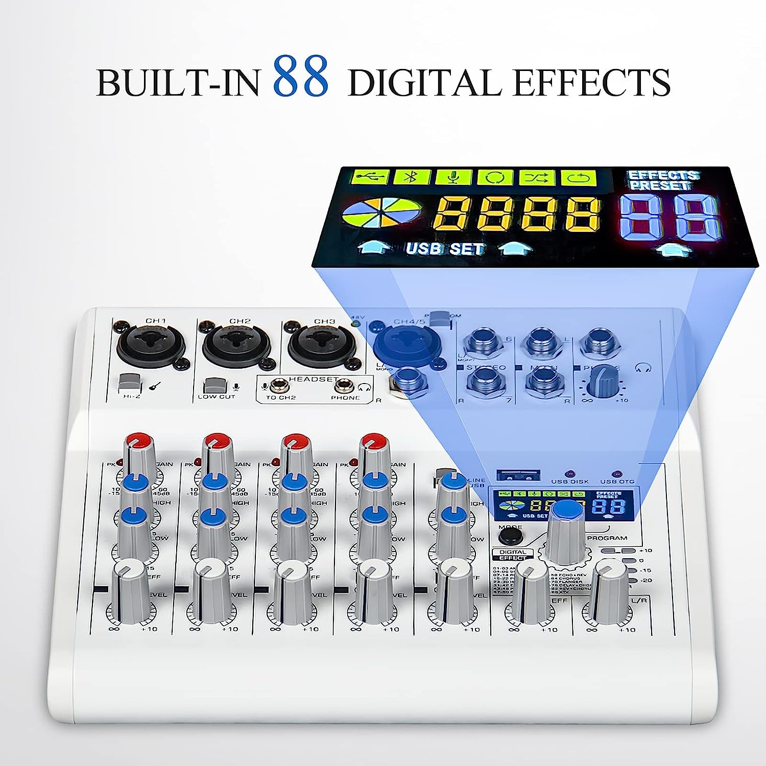 Dj Mixer Board 8 Channel Mixer Professional Digital Audio Mixer with Bluetooth, USB Sound Mixer with MP3 Playback, XLR - Image 16