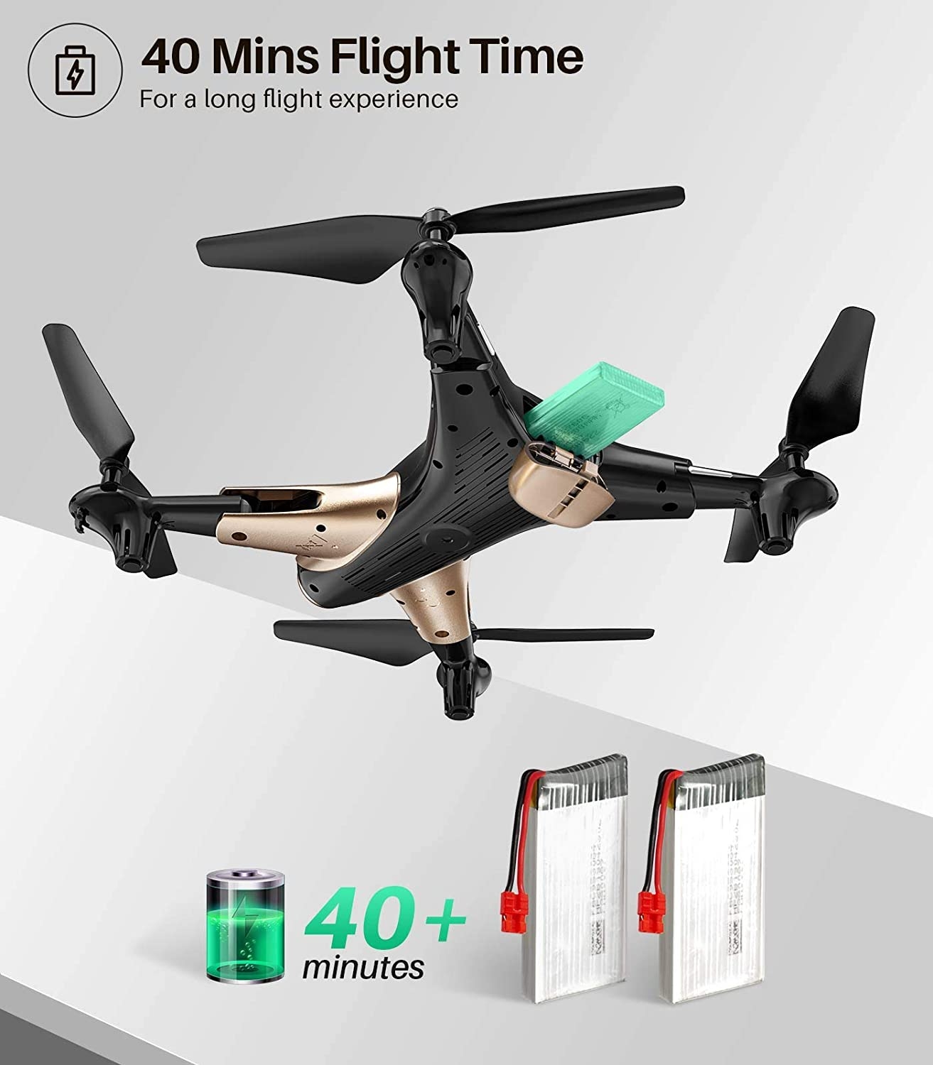 SYMA Drone with 1080P FPV Camera,Optical Flow Positioning,Tap Fly,Altitude Hold,Headless Mode,3D Flips,2 Batteries 40mins Flying - Image 7