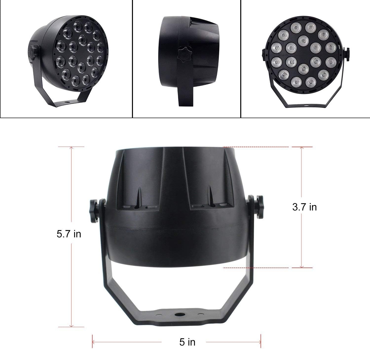 LED Par Stage Light, Exulight 18x3W Black Lights, DMX 512 IR Remote Control Sound Activated Projector Lamp for Party Bar Club DJ - Image 3