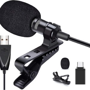 ZAFFIRO USB Lavalier Microphone, Clip-on USB Computer Microphone Plug & Play Omnidirectional Mic for PC, Laptop, Mac, PS4.