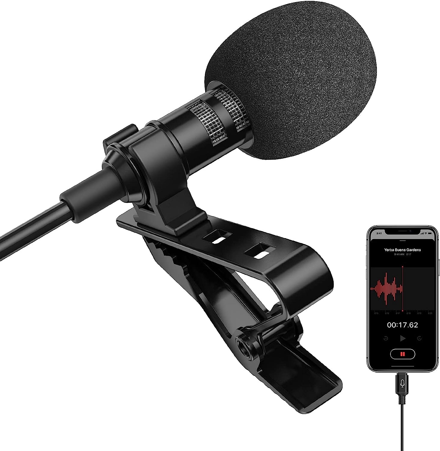 Microphone Professional for iPhone Lavalier Lapel Omnidirectional Condenser Mic Phone Audio Video Recording Easy Clip-on