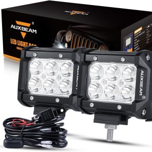 Auxbeam LED Light Bar 4 inch 18W LED Pods 1800lm Spot Beam Driving light Offroad lights with Wiring Harness (Pack of 2)