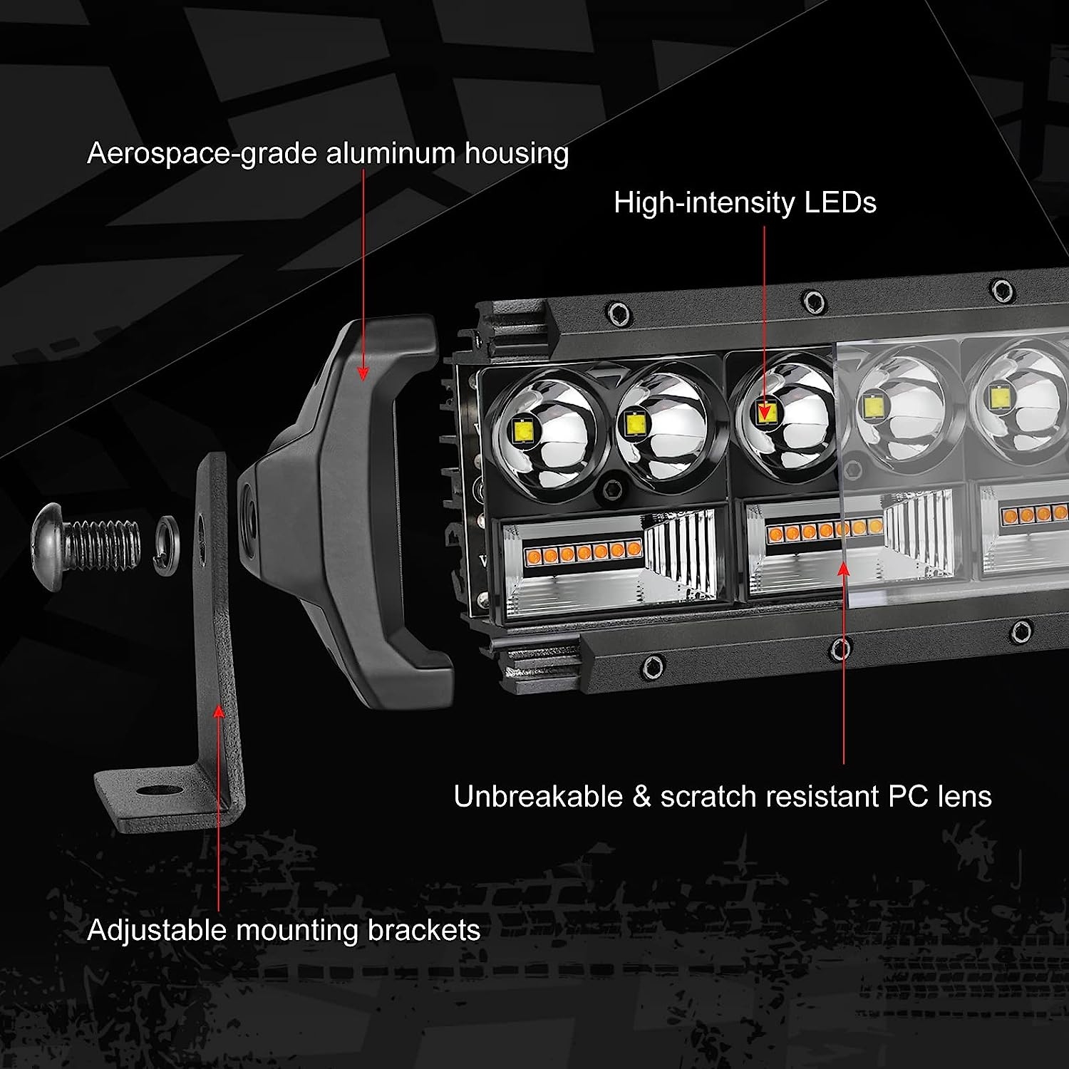 12 Inch LED Light Bar, Auto Power Plus White + Amber Dual Row Light Bar w/Wiring Harness LED Pods Off Road Driving Light Spot - Image 3