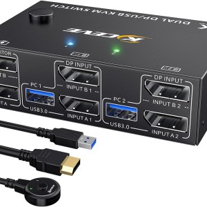 8K USB 3.0 Displayport KVM Switch 2 Monitors 2 Computers 8K@30Hz 4K@144Hz,MLEEDA Dual Monitor Displayport 1.4 KVM Switches with