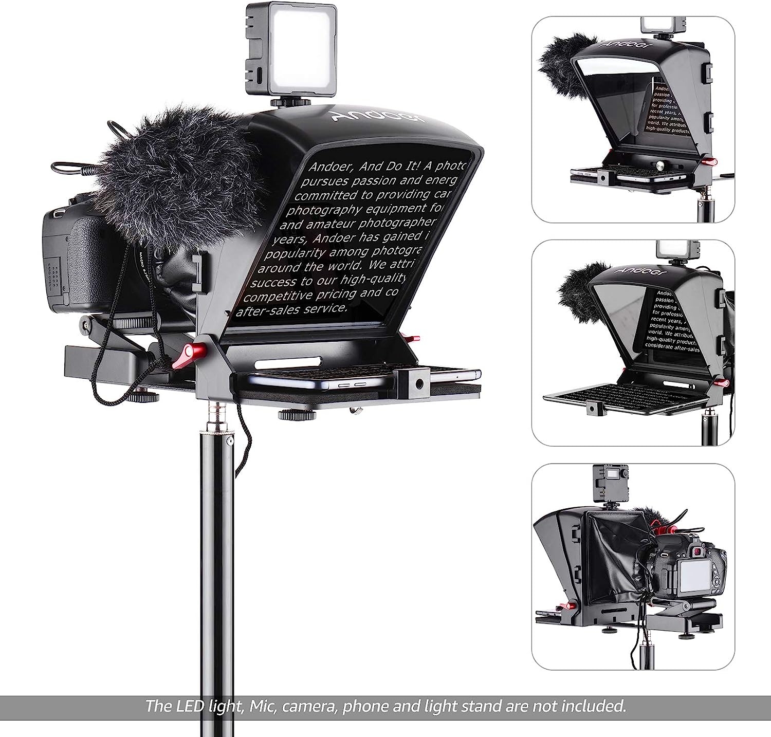 Andoer A1 Universal Portable Teleprompter Prompter for Smartphone/Tablet/DSLR Camera Video Recording Live Streaming Interview - Image 6