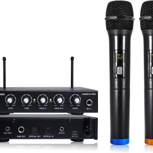 Sound Town 16 Channels Wireless Microphone Karaoke Mixer System with Optical (Toslink), AUX and 2 Handheld Microphones -