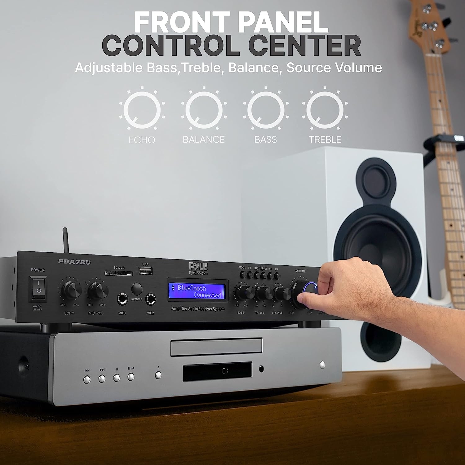Pyle - PDA7BU (Black) - 5 Channel Rack Mount Bluetooth Receiver, Home Theater Amp, Speaker Amplifier, Bluetooth Wireless - Image 19