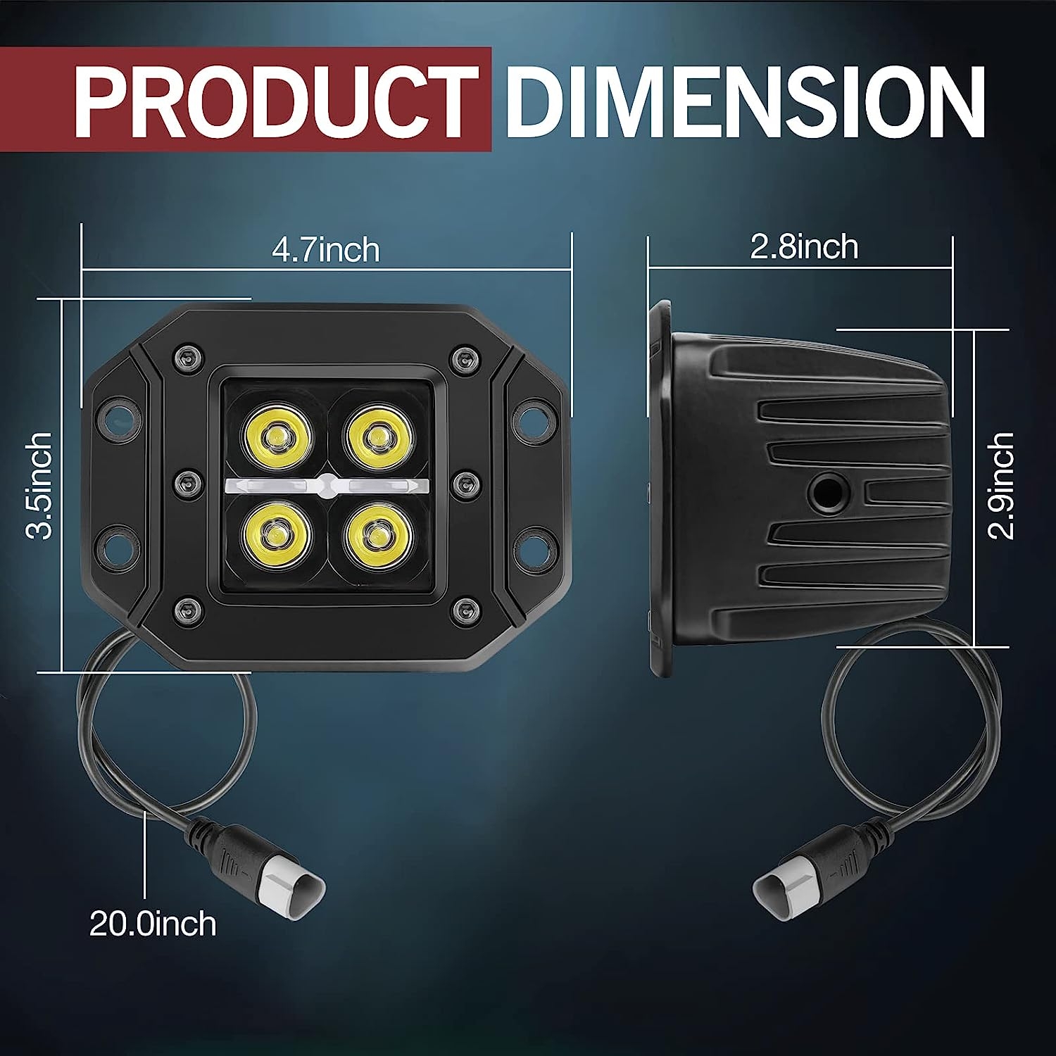 LED Cubes with DRL, OFFROADTOWN 2PCS 3 Inch 80W LED Pods Light with Wiring Harness Daytime Running Light Square LED Driving - Image 2