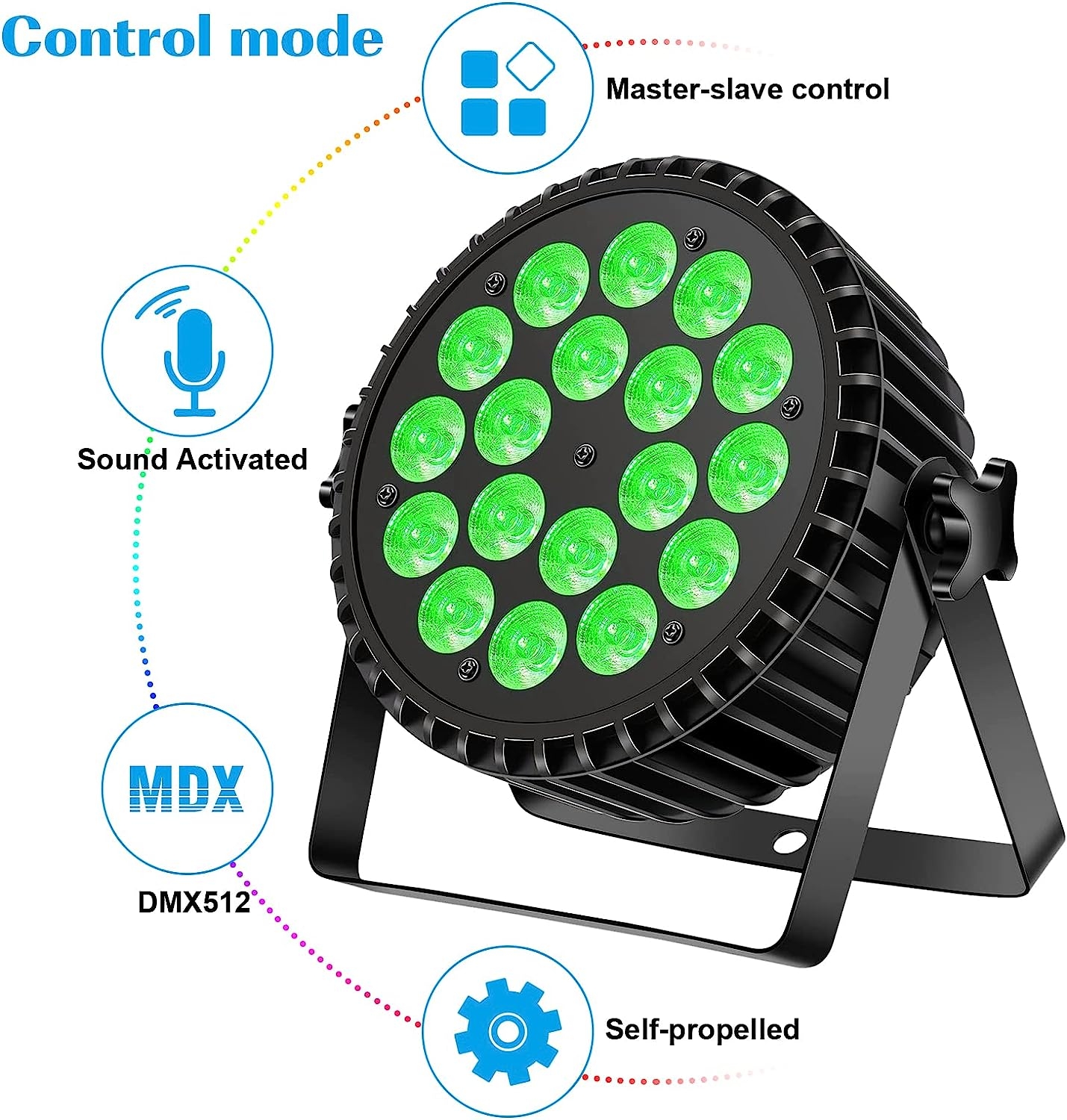 HOLDLAMP Par Lights DJ Lights 10Wx18 LED Uplight RGBW Stage Lights Effect by DMX Sound Activated Control Wash Lights for Parties - Image 3