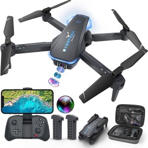 Drone with 1080P Camera for Adults and Kids, Foldable FPV Remote Control Quadcopter with Voice Control, Gestures Selfie,