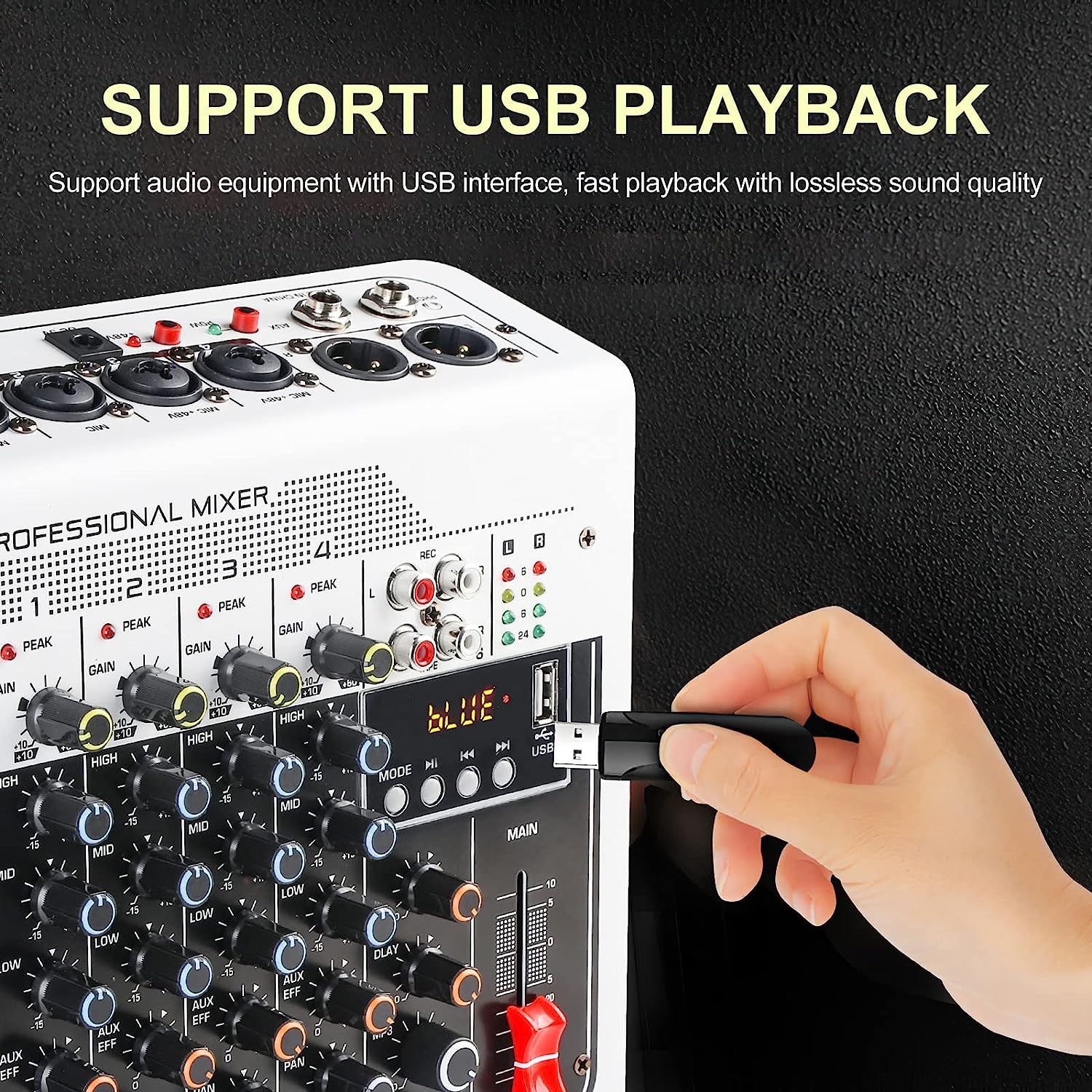 Dj Mixer Board 8 Channel Mixer Professional Digital Audio Mixer with Bluetooth, USB Sound Mixer with MP3 Playback, XLR - Image 12