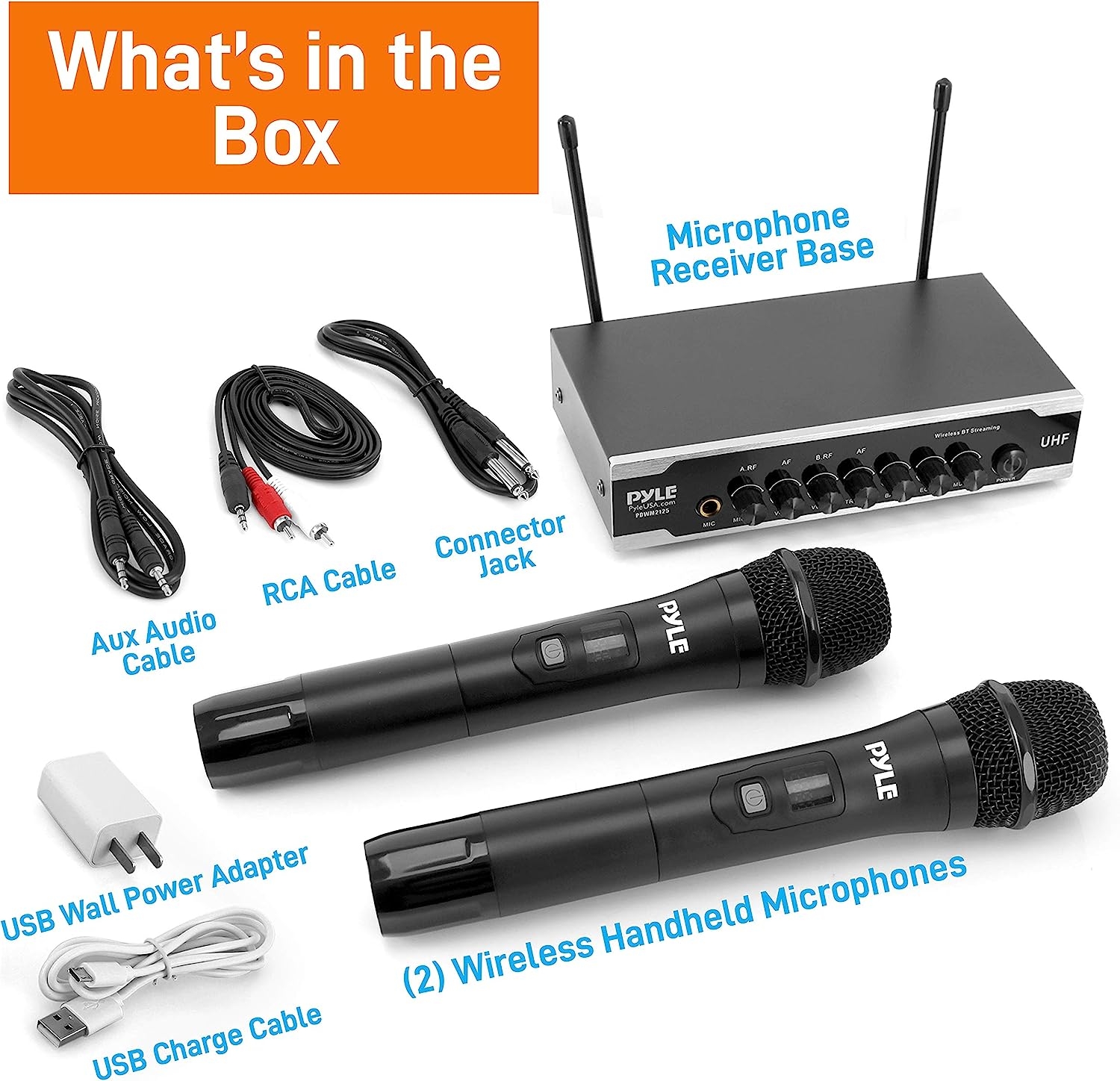 Portable Uhf Wireless Microphone System - Battery Operated Dual Bluetooth Cordless Microphone Set, Includes 2 Handheld - Image 7