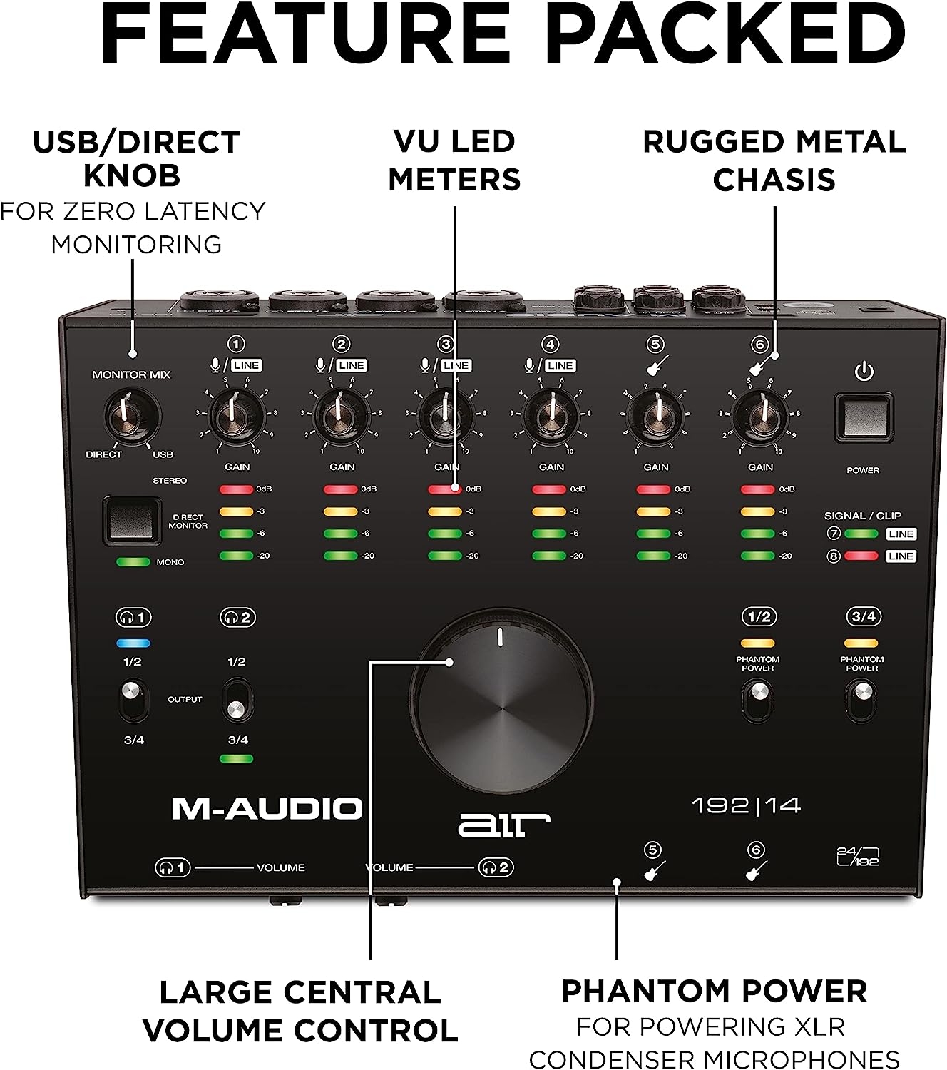M-Audio AIR 192x8 USB C MIDI Audio Interface for Recording Music, Vocal, Guitar with Studio Quality, 2 XLR in, RCA outs and - Image 4