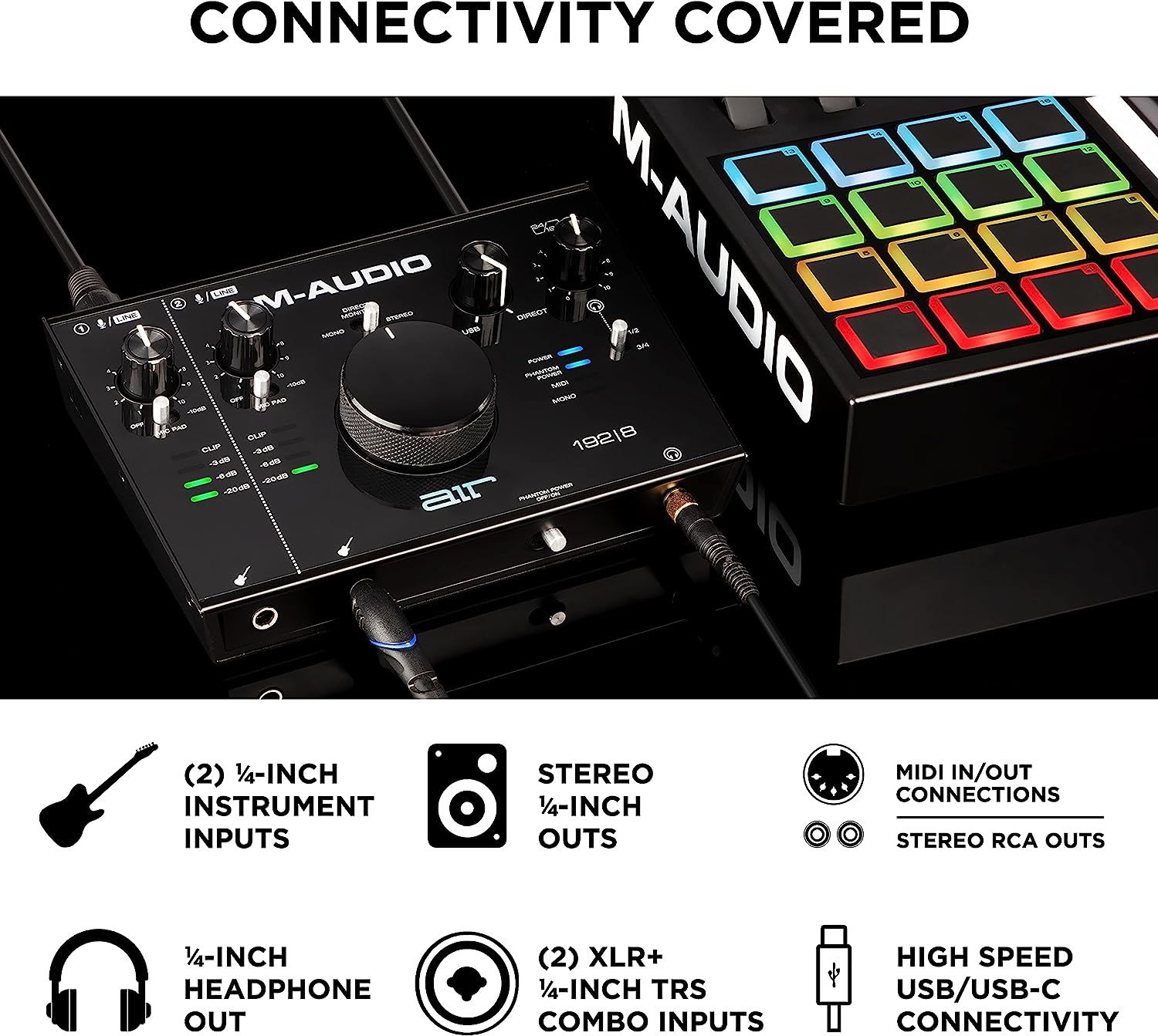 M-Audio AIR 192x8 USB C MIDI Audio Interface for Recording Music, Vocal, Guitar with Studio Quality, 2 XLR in, RCA outs and - Image 15