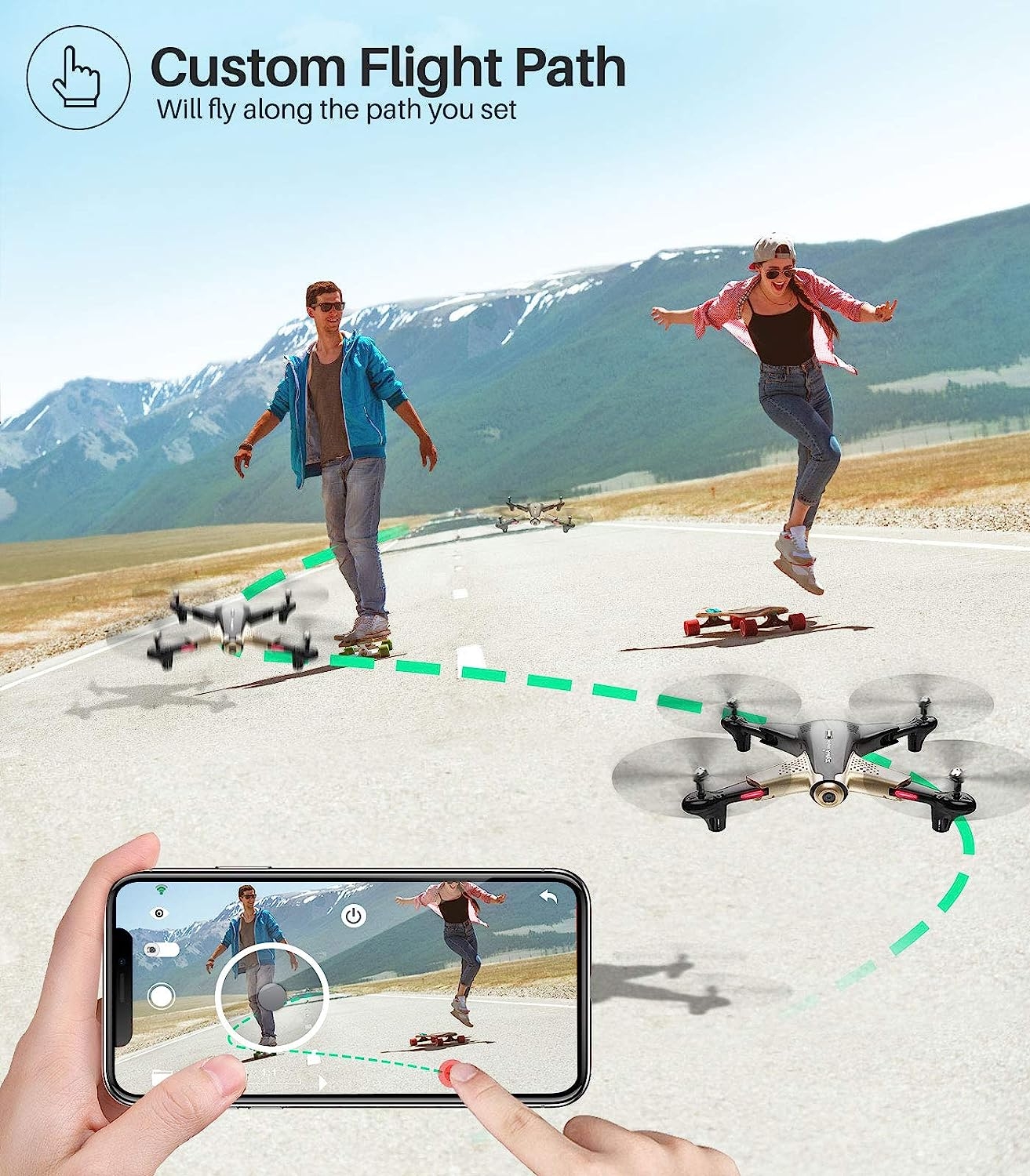 SYMA Drone with 1080P FPV Camera,Optical Flow Positioning,Tap Fly,Altitude Hold,Headless Mode,3D Flips,2 Batteries 40mins Flying - Image 4