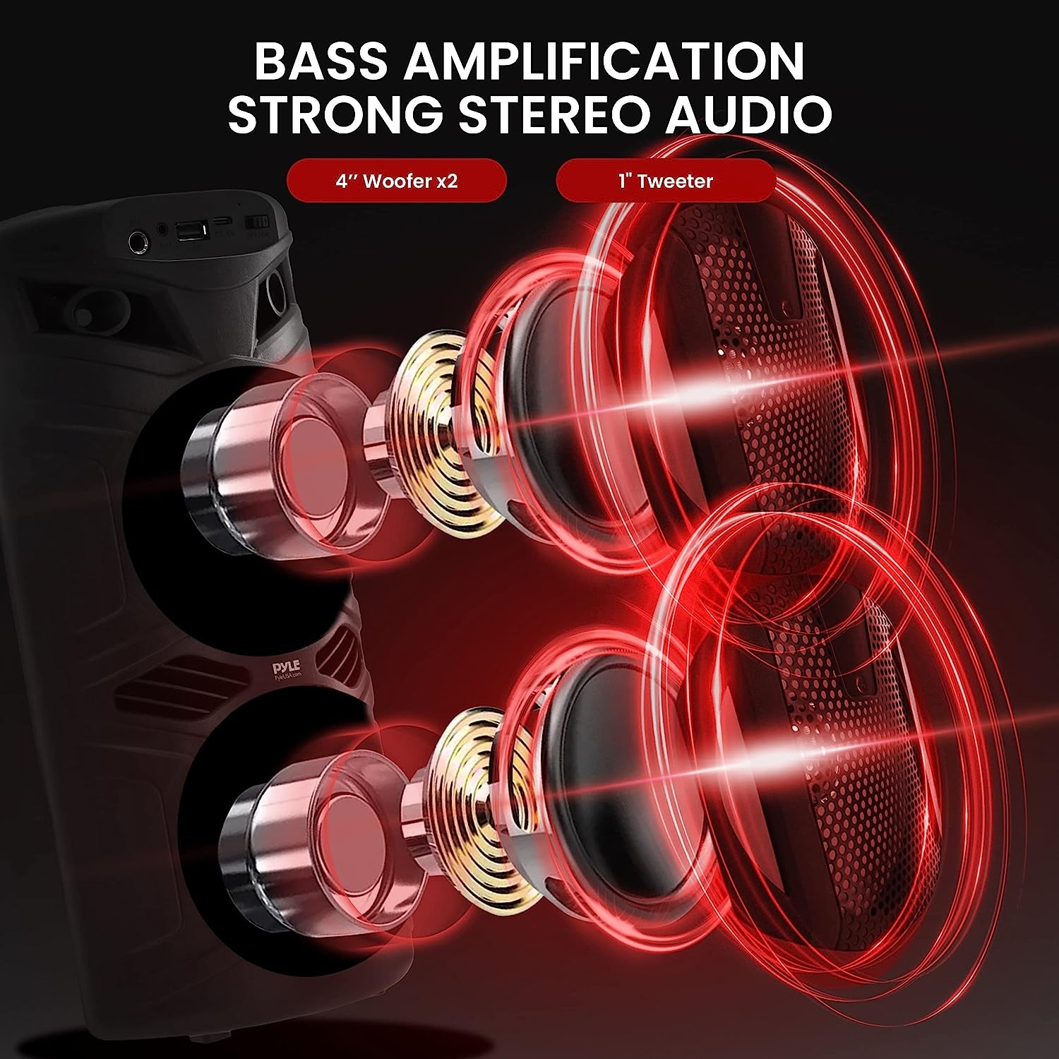 Portable Bluetooth PA Speaker - 240W Dual 8" Rechargeable Indoor/Outdoor BT Karaoke Audio System - TWS, Party Lights, LED - Image 9