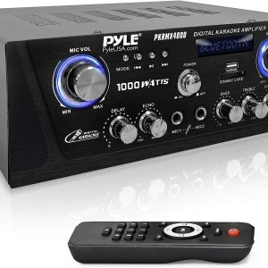 PyleUsa Bluetooth Digital Home Karaoke Amplifier - 600W Home Audio Desktop Power Amplifier Receiver w/LED Display, Cooling Fan,