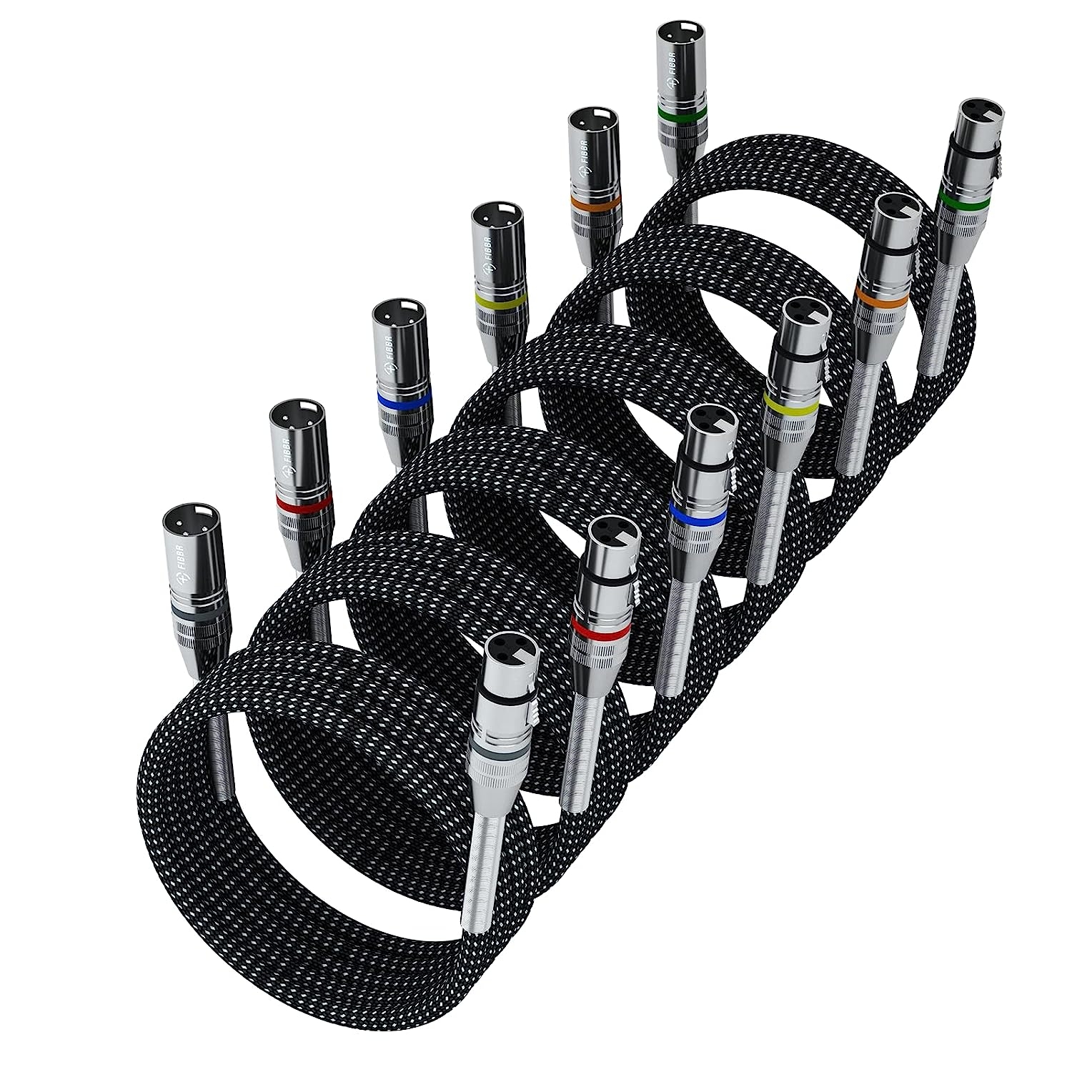 XLR Cable 15ft-6 Pack, FIBBR Microphone Cable Nylon Braided XLR Male to Female Heavy Duty Balanced Microphone Cord Compatible - Image 8