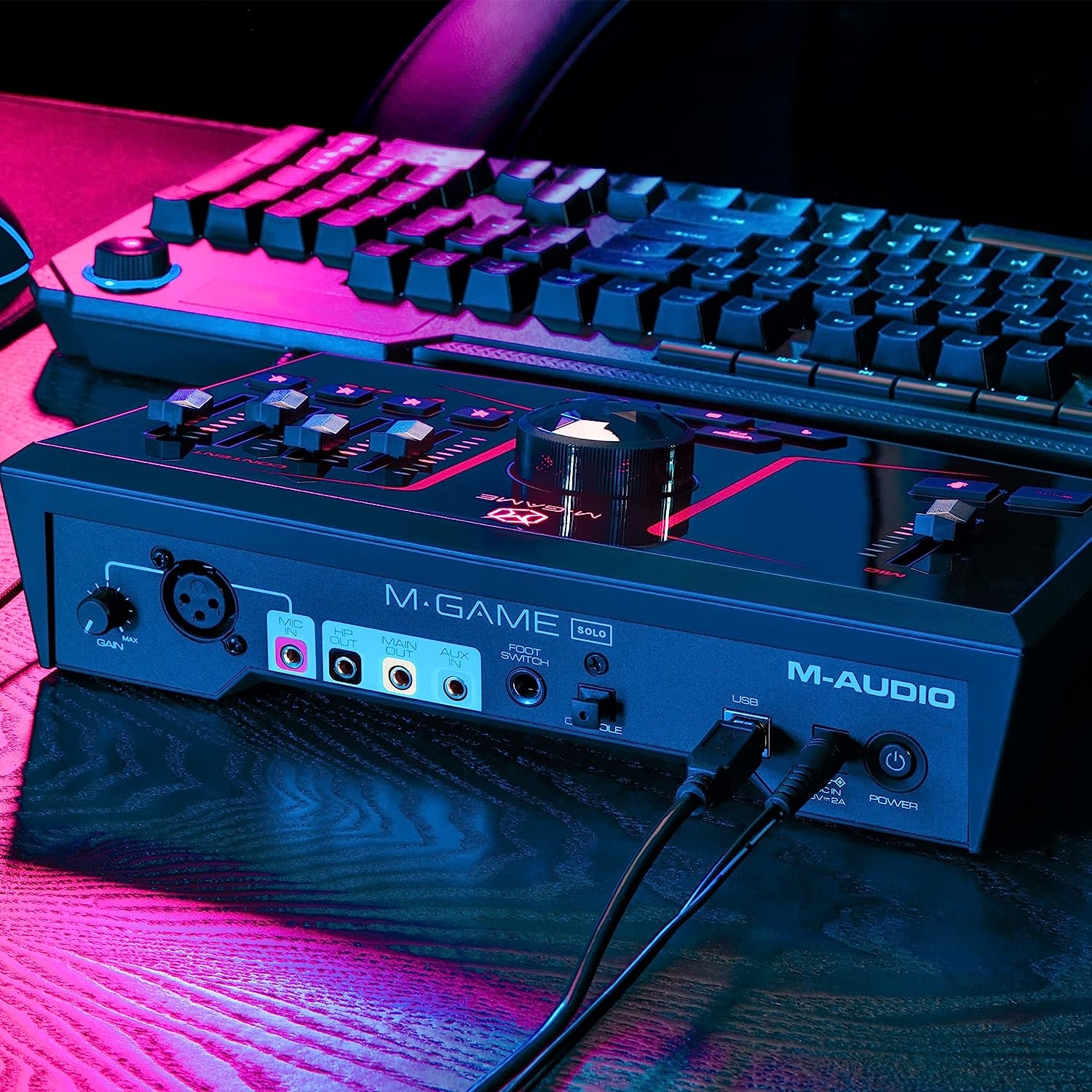 M-Game Solo USB Audio Interface Mixer for Streaming and Gaming with XLR Microphone in, Optical in, Voice FX, Sampler, Lights and - Image 31