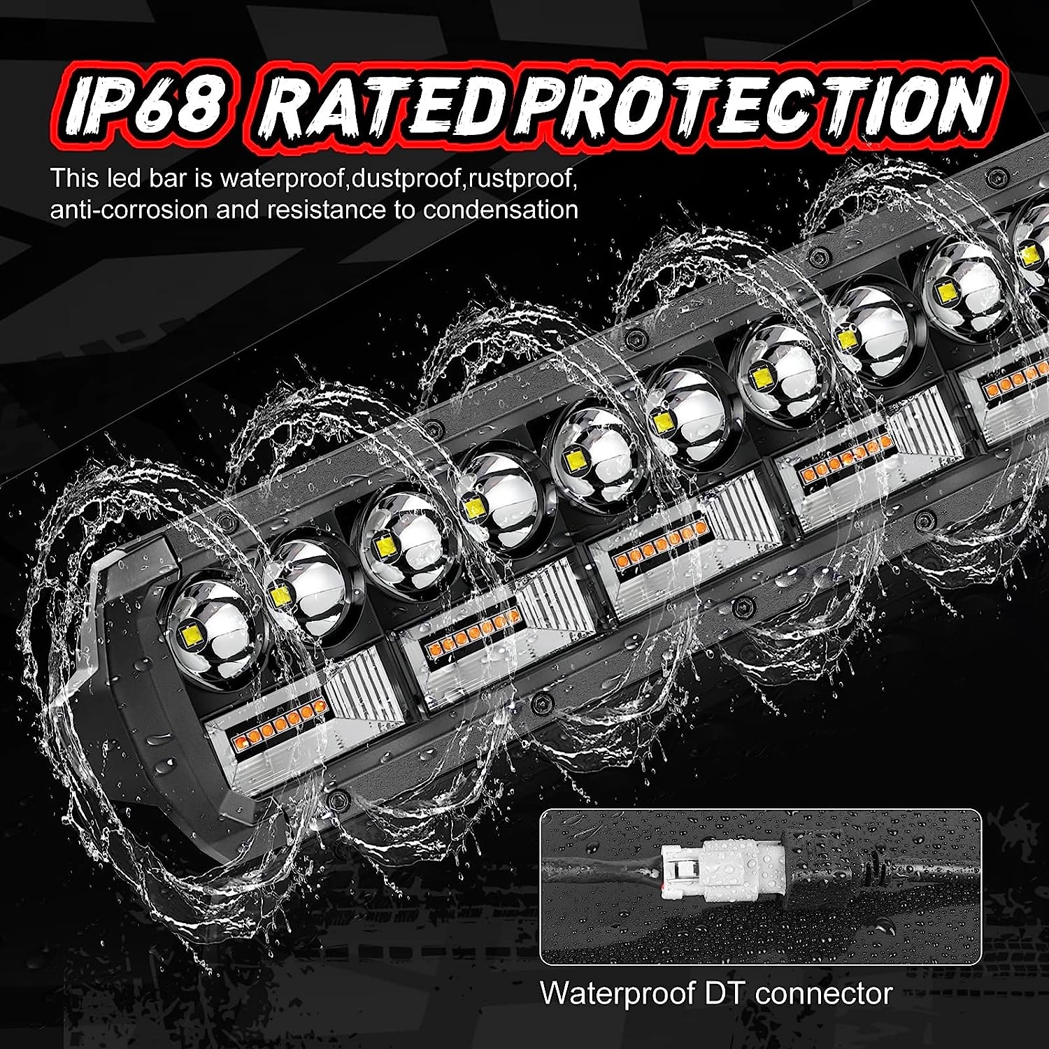 12 Inch LED Light Bar, Auto Power Plus White + Amber Dual Row Light Bar w/Wiring Harness LED Pods Off Road Driving Light Spot - Image 6