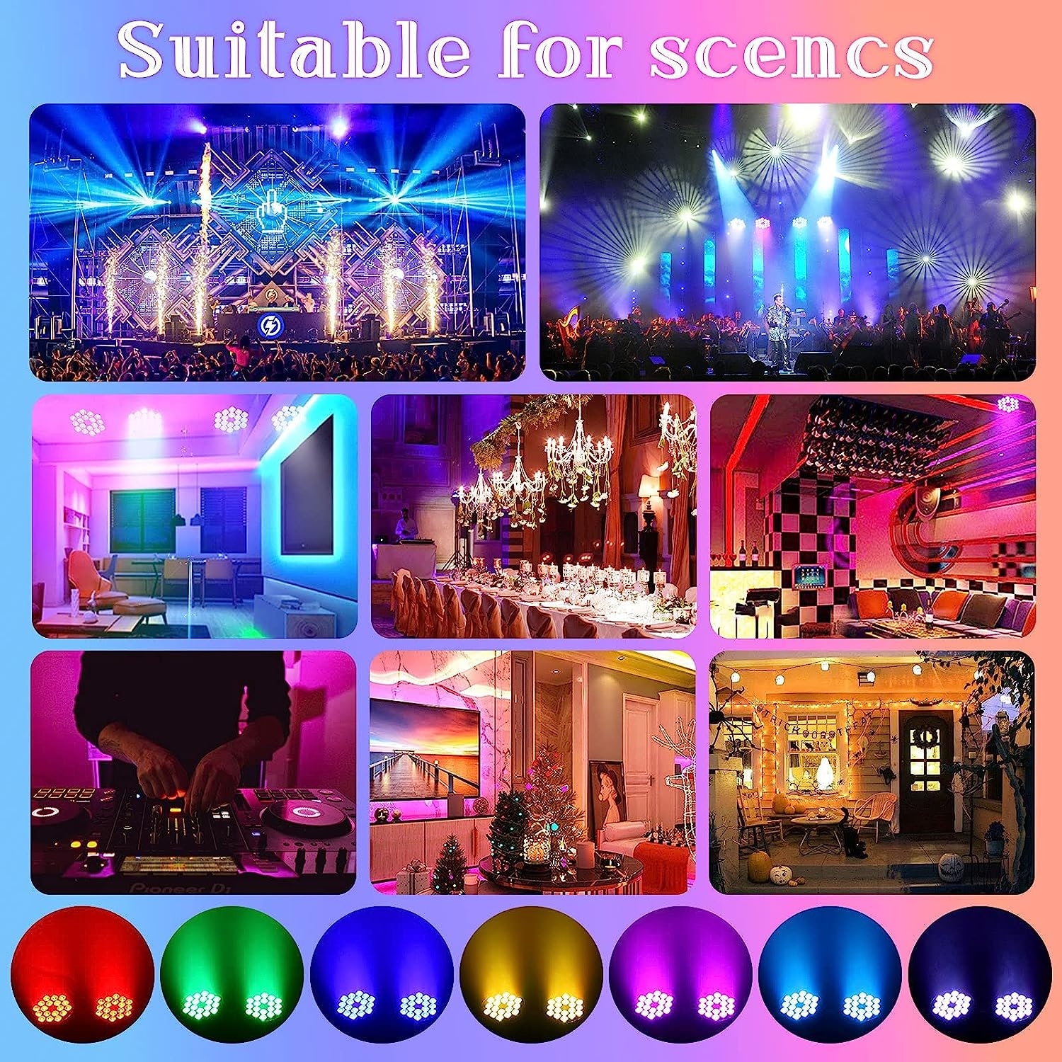 HOLDLAMP Par Lights DJ Lights 10Wx18 LED Uplight RGBW Stage Lights Effect by DMX Sound Activated Control Wash Lights for Parties - Image 6