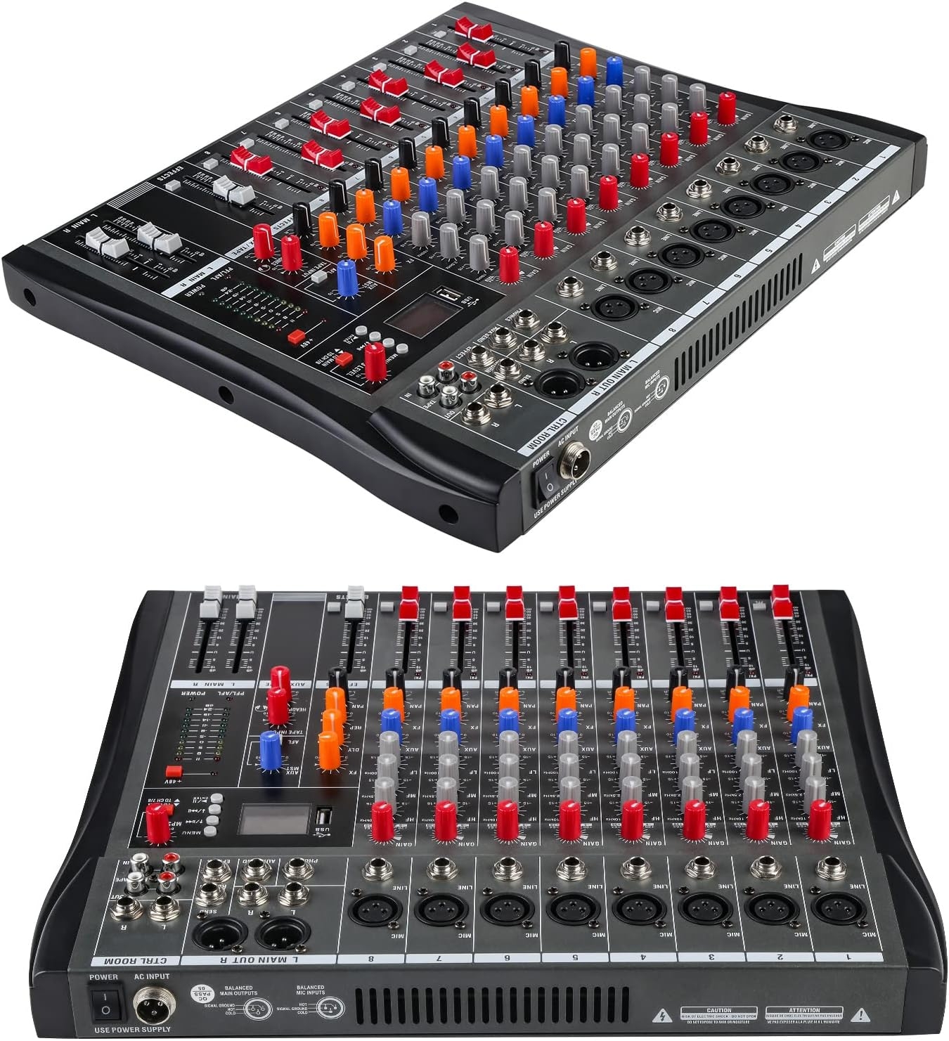 Dj Mixer Board 8 Channel Mixer Professional Digital Audio Mixer with Bluetooth, USB Sound Mixer with MP3 Playback, XLR - Image 41