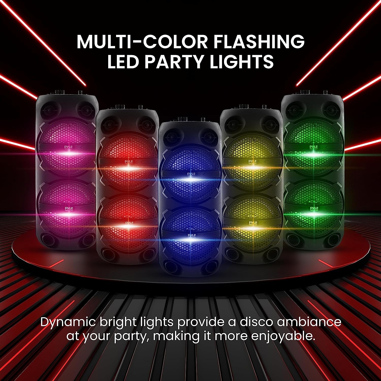 Portable Bluetooth PA Speaker - 240W Dual 8" Rechargeable Indoor/Outdoor BT Karaoke Audio System - TWS, Party Lights, LED - Image 4