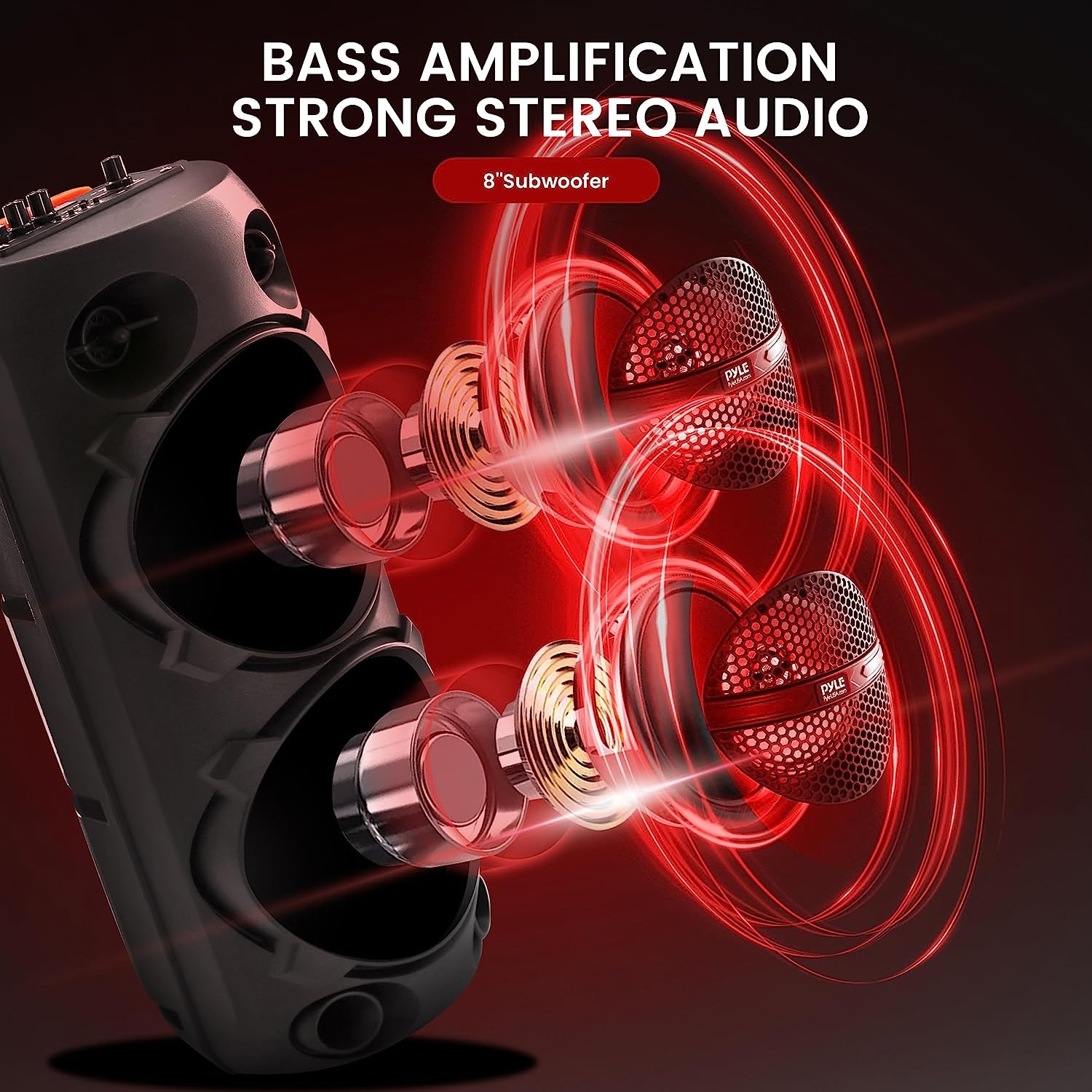 Portable Bluetooth PA Speaker - 240W Dual 8" Rechargeable Indoor/Outdoor BT Karaoke Audio System - TWS, Party Lights, LED - Image 2