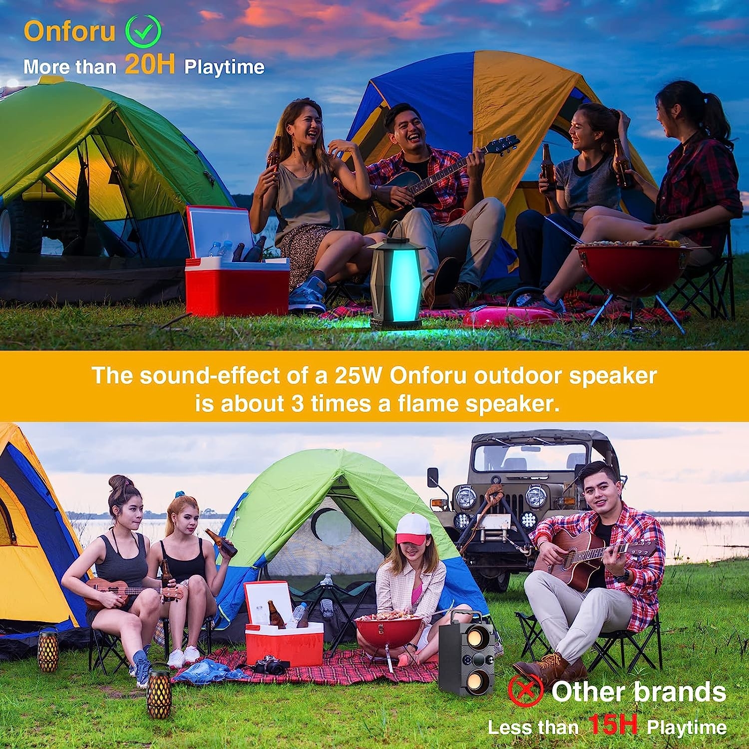 Onforu Outdoor Bluetooth Speakers, 2 Pack 25W Wireless Speakers, Supported Pairing Many Speakers, IPX5 Waterproof Patio Speakers - Image 4