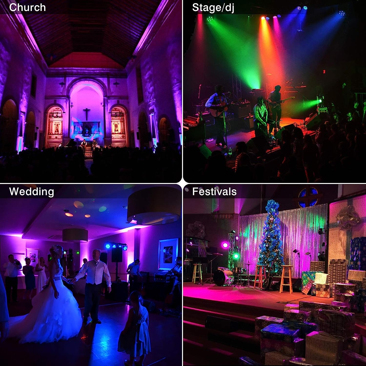 4 Pack Stage Light, 70W 7LEDs RGBW Par Lights with Remote Control, Sound Activated Par Can Lights Compatible with DMX, Par - Image 5