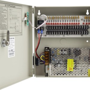 Xenocam 9 Channel 9 Way 12V 5Amp DC Metal Boxed Cabinet Regulated Power Supply Unit with Backup Battery Link for Burglar Alarms