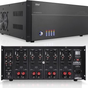 4 Multi-Zone Stereo Amplifier - 19” Rack Mount, Powerful 8000 Watts with Speaker Selector Volume Control & LED Audio Level