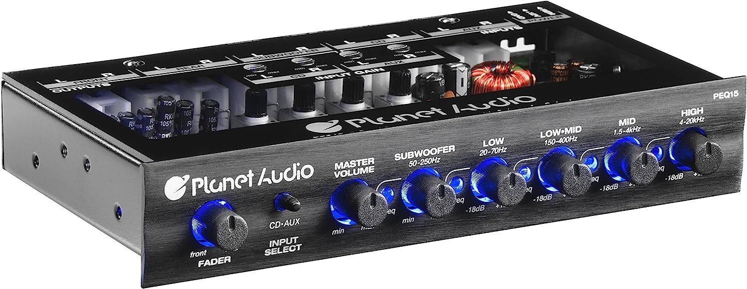 Planet Audio PEQ15 5 Band Pre-Amp Car Audio Equalizer - Half Din, Subwoofer Output with Adjustable Filter, Fixed Bands, Remote - Image 26
